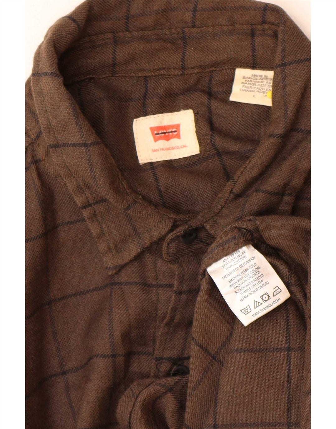 Levi's Herren-Flanellhemd, groß, braun, kariert, Baumwolle