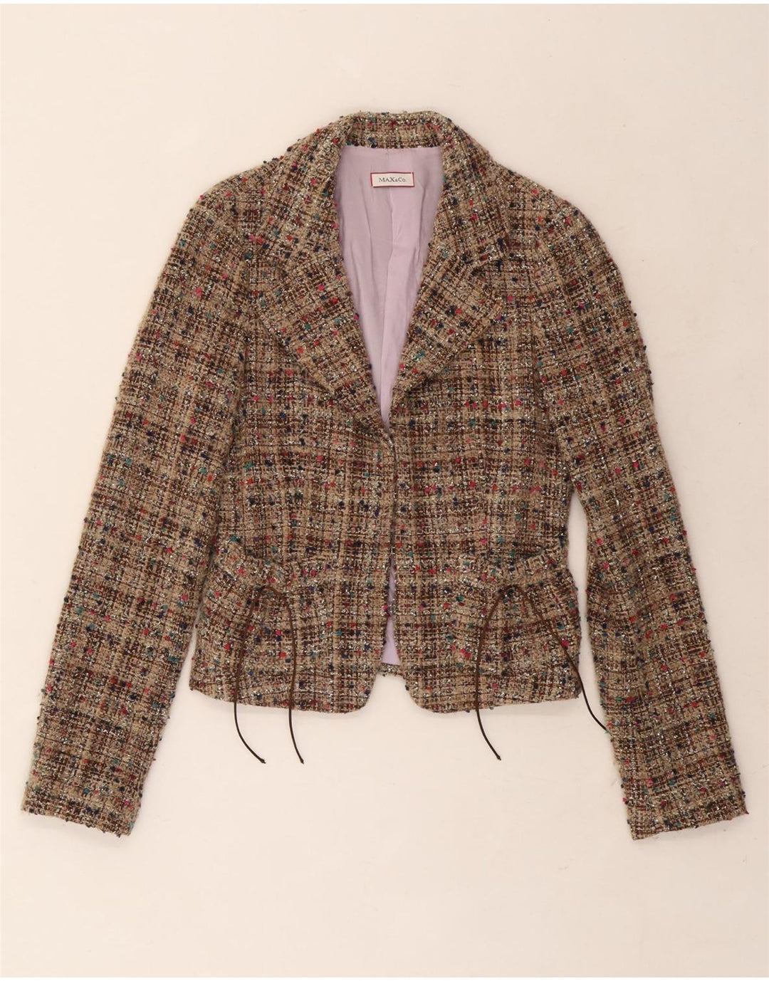 Max & Co. Damen Blazer Jacke UK 10 Small Beige gesprenkelte Wolle