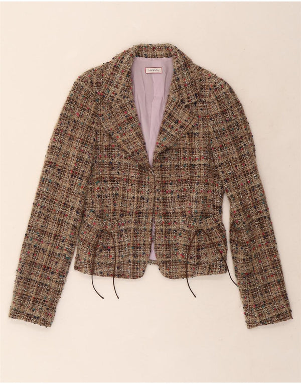 Max & Co. Damen Blazer Jacke UK 10 Small Beige gesprenkelte Wolle