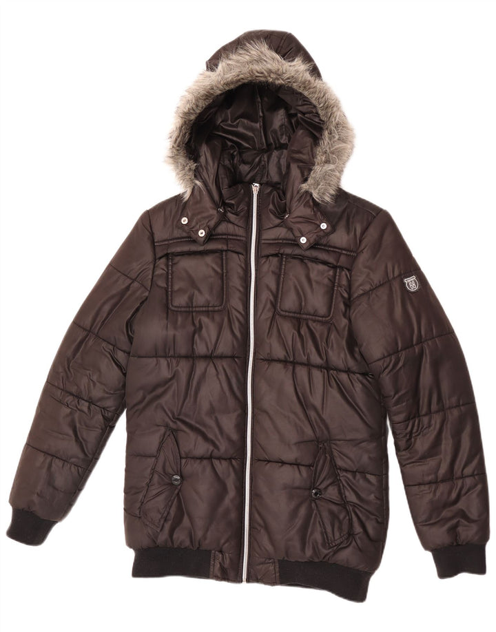 Esprit Wattierte Jungenjacke mit Kapuze, 15–16 Jahre, XL, Schwarz, Polyester