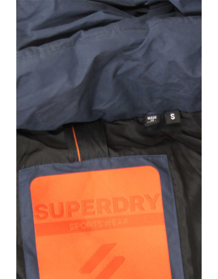 Superdry Wattierte Herrenjacke mit Kapuze, UK 36, Größe S, Marineblau, Polyester