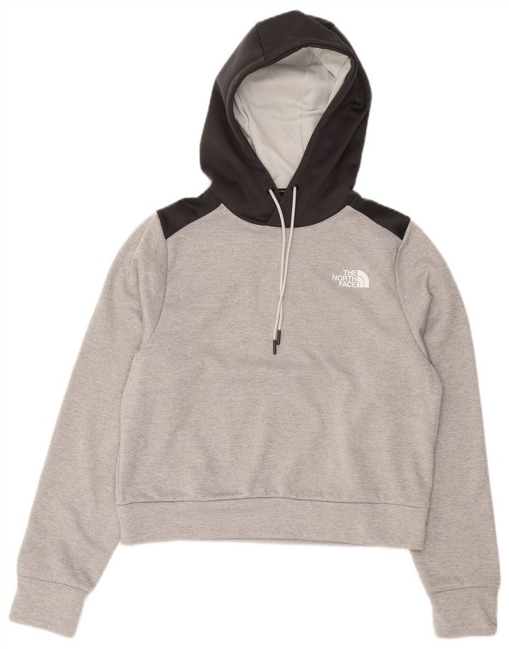 THE NORTH FACE Damen Crop Hoodie Pullover UK 12 Mittelgrau Farbblock