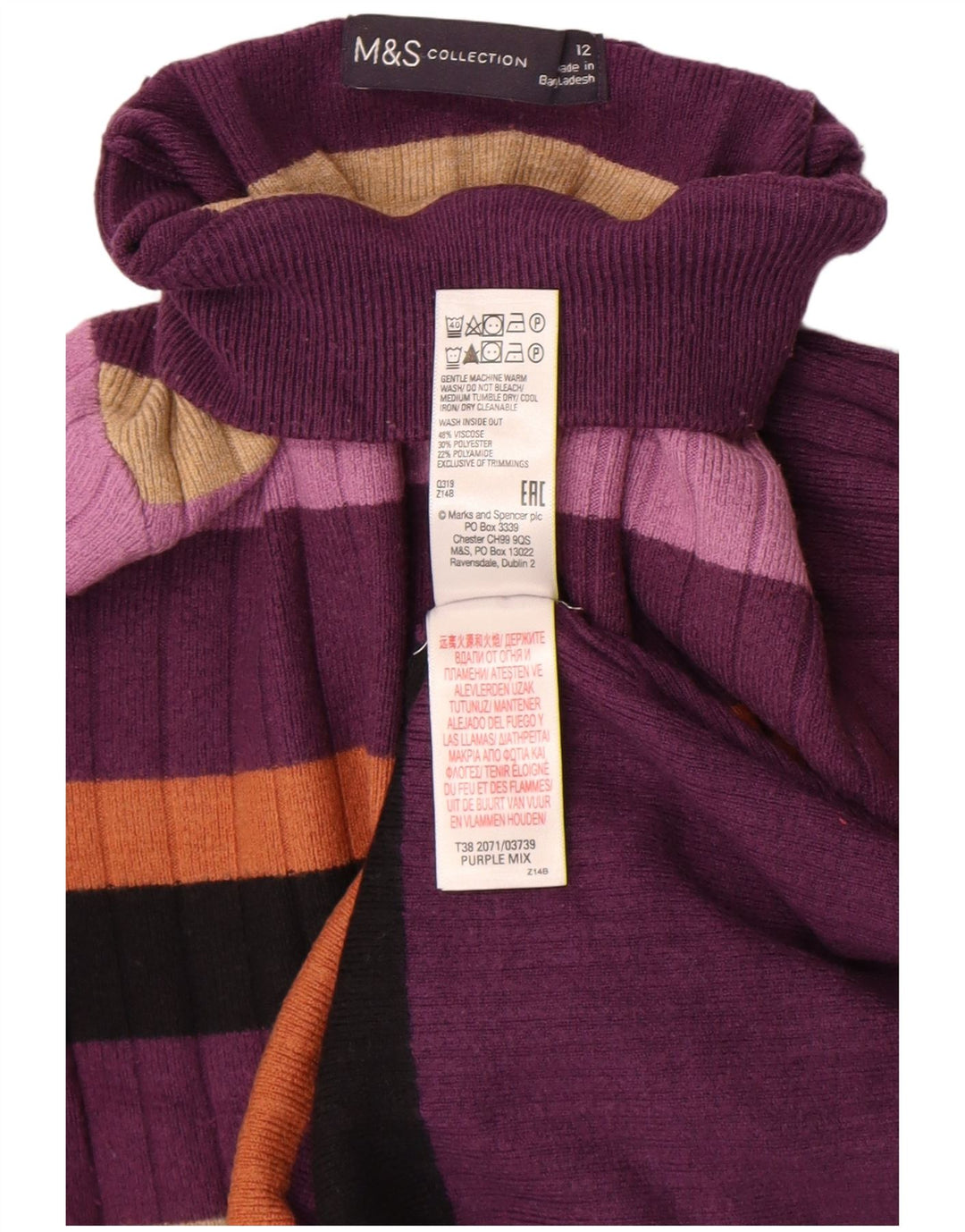 Marks & Spencer Damen-Pullover mit Rollkragen, UK 12, Mittelviolett