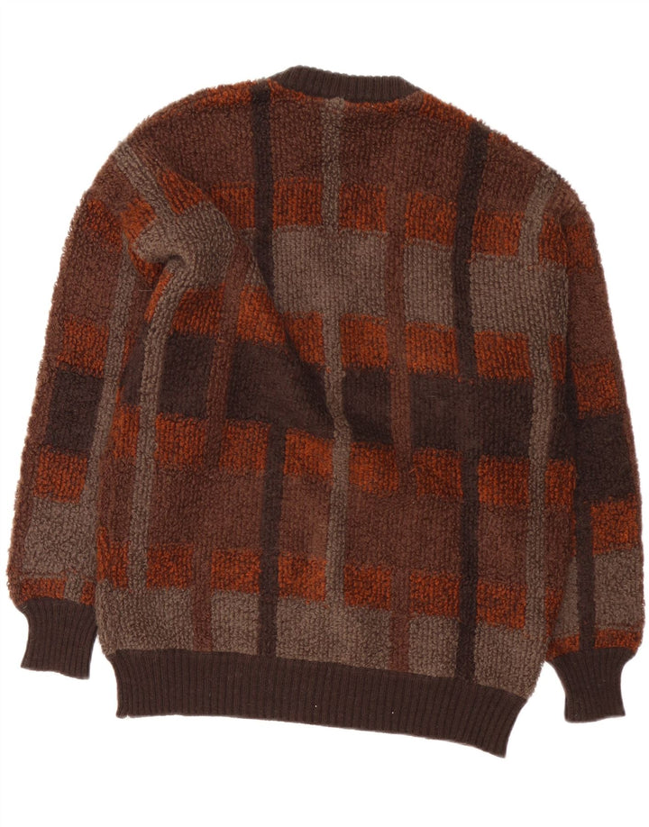Bramante Herren-Pullover mit V-Ausschnitt, mittelbraun, kariert, Retro