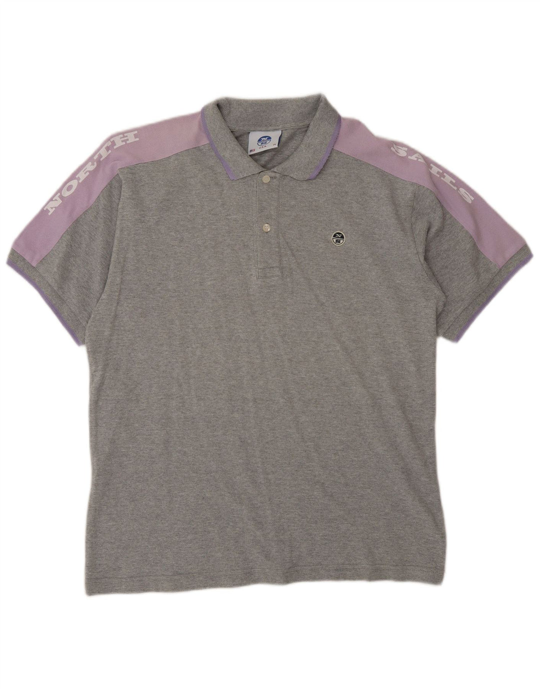 North Sails Herren-Poloshirt mit Grafik, mittelgraue Colourblock-Baumwolle