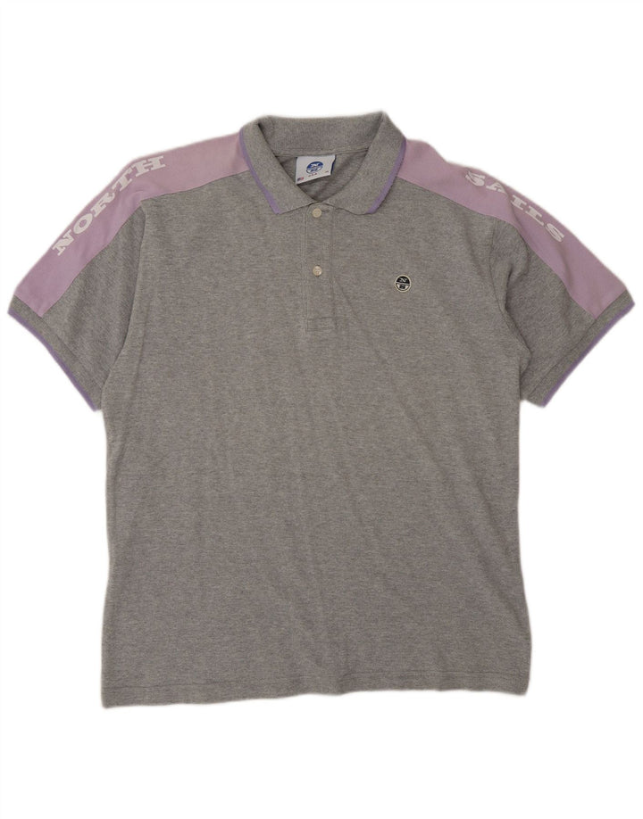 North Sails Herren-Poloshirt mit Grafik, mittelgraue Colourblock-Baumwolle