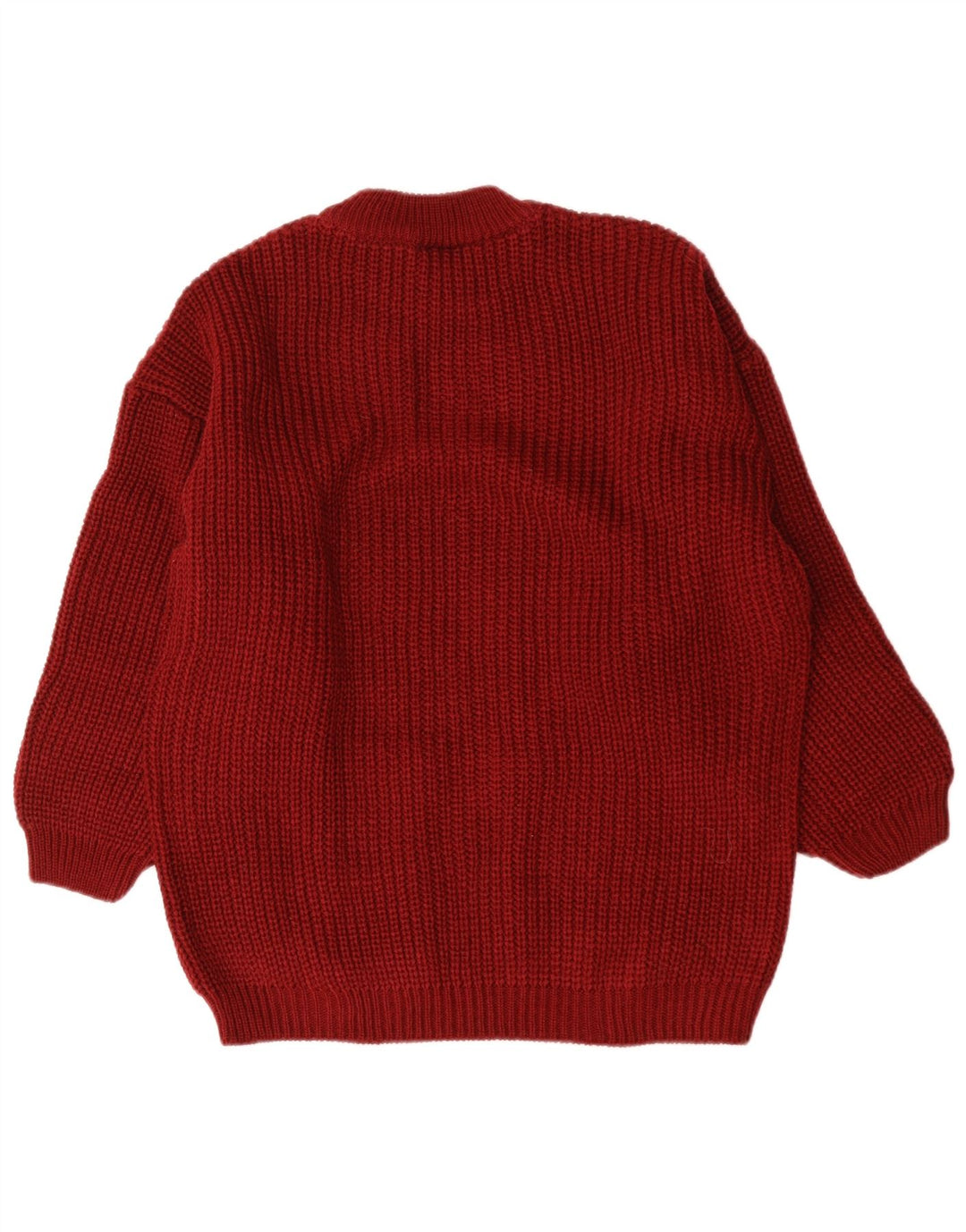 Vintage Damen Übergroßer Pullover mit Rundhalsausschnitt EU 38/40 Medium Maroon