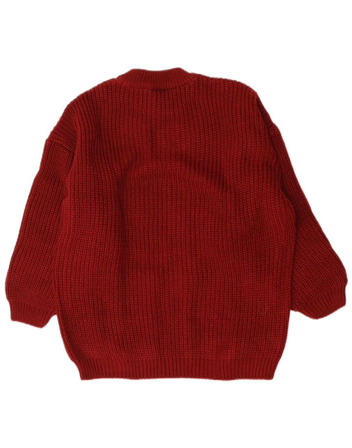 Vintage Damen Übergroßer Pullover mit Rundhalsausschnitt EU 38/40 Medium Maroon