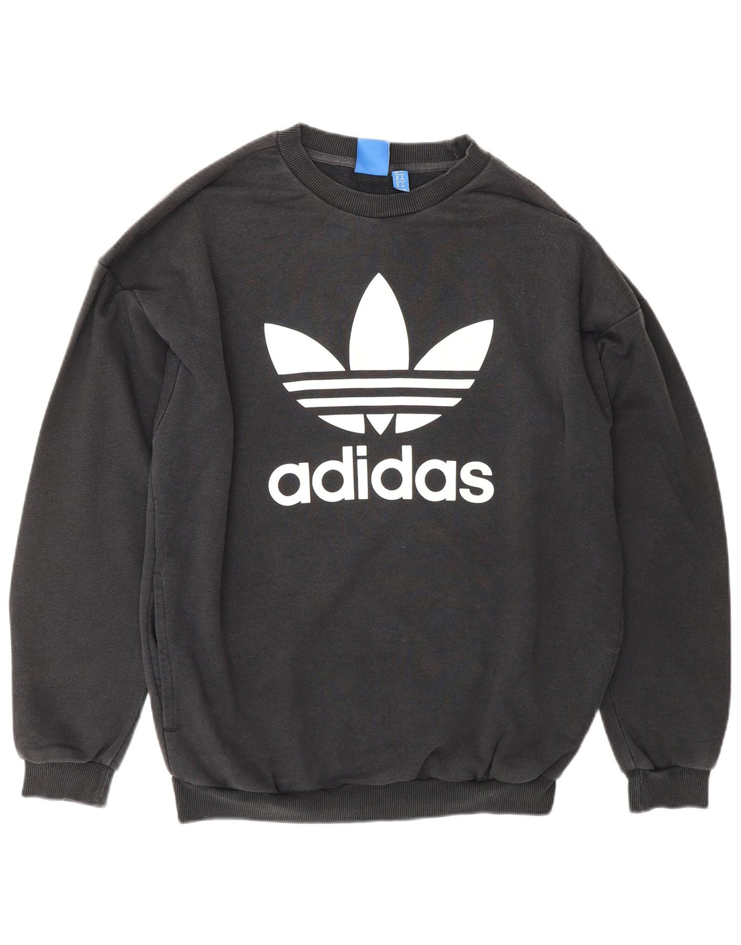 ADIDAS Damen Grafik-Sweatshirt-Pullover UK 12 Mittelschwarze Baumwolle