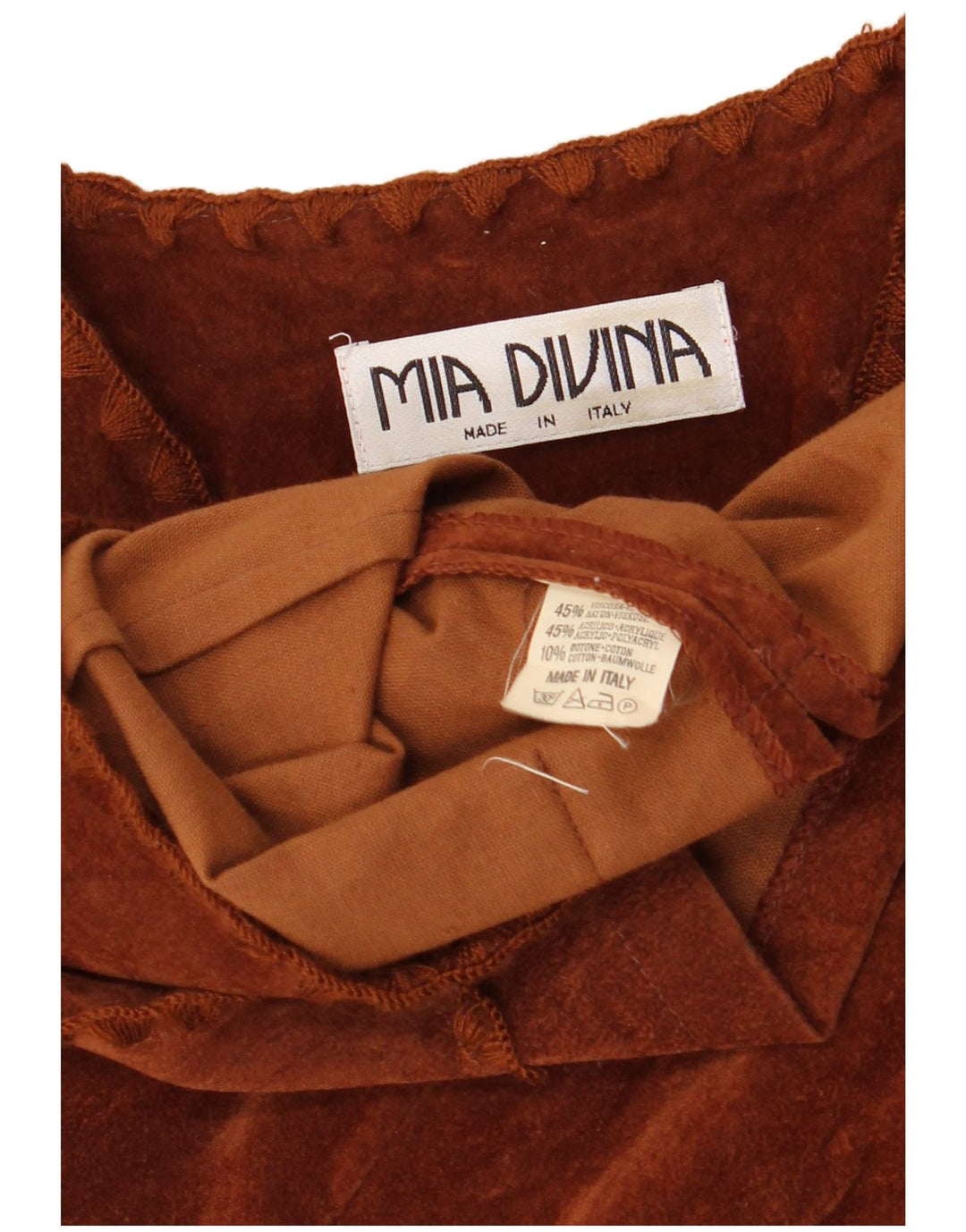 Vintage Damen Gilet UK 10 Kleine braune Viskose