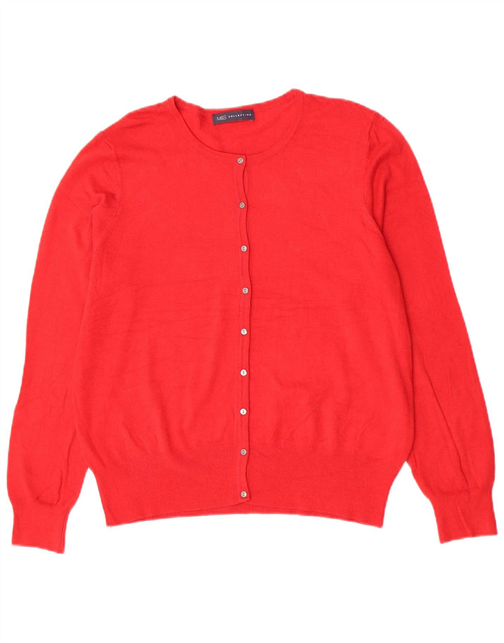 Marks & Spencer Damen Strickjacke Pullover UK 14 Mittelrot