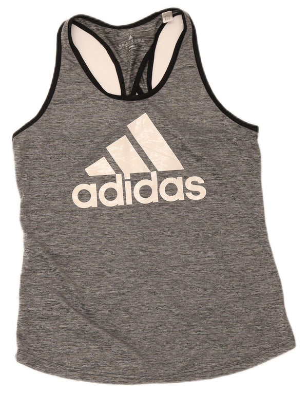 Adidas Damen Graphic Vest Top UK 16/18 Large Grau Polyester