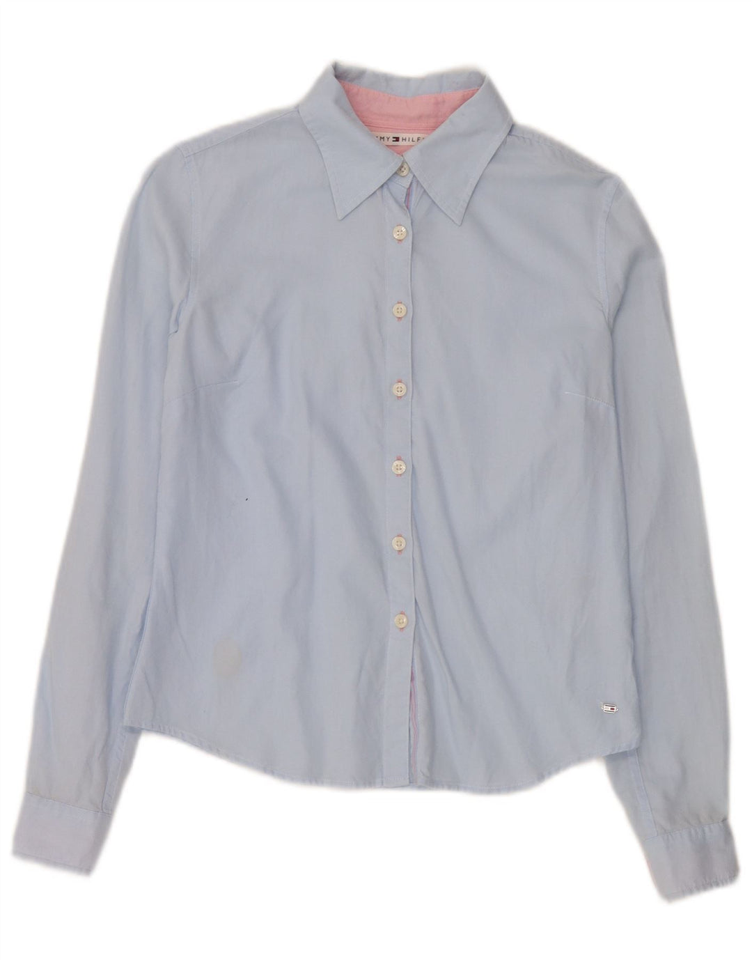 Tommy Hilfiger Damenhemd US 4 Small Blaue Baumwolle