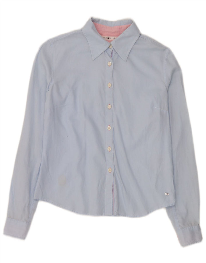Tommy Hilfiger Damenhemd US 4 Small Blaue Baumwolle
