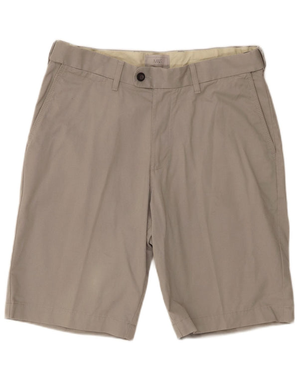 Marks & Spencer Herren Chinoshorts W34 Large Grau Baumwolle