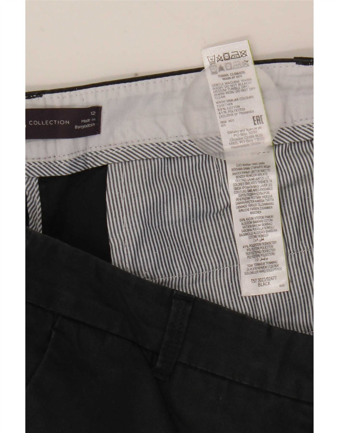 Marks & Spencer Damen Chinoshorts UK 12 Medium W32 Schwarze Baumwolle