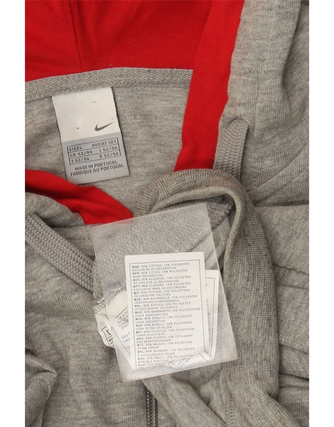Nike Herren-Kapuzenpullover mit Reißverschluss, groß, graue Baumwolle