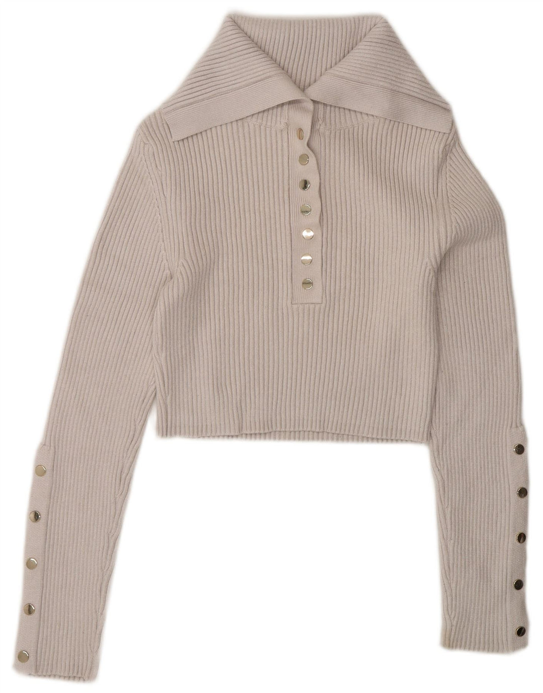 Zara Damen Crop Top Langarm UK 12 Mittelweiße Viskose