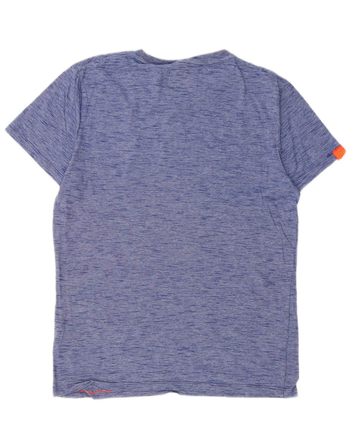 SUPERDRY Herren T-Shirt-Oberteil aus mittelblau gesprenkelter Baumwolle