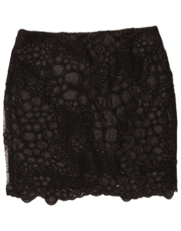 Reiss Damen-Minirock mit abstraktem Muster, W30, mittelschwarz, Polyester