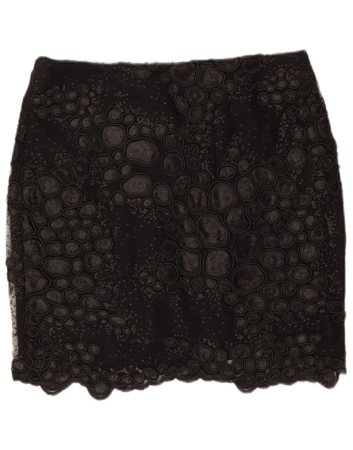 Reiss Damen-Minirock mit abstraktem Muster, W30, mittelschwarz, Polyester