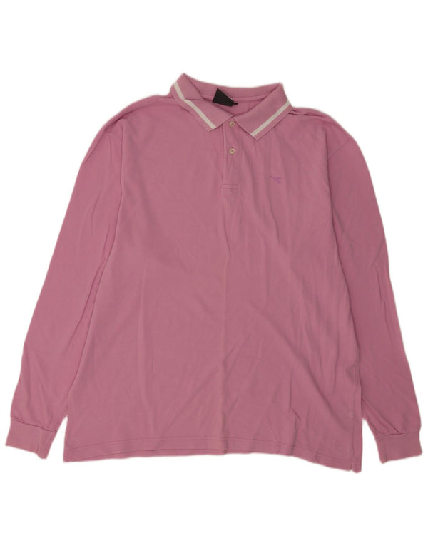 Diadora Herren Langarm-Poloshirt 2XL Rosa Baumwolle
