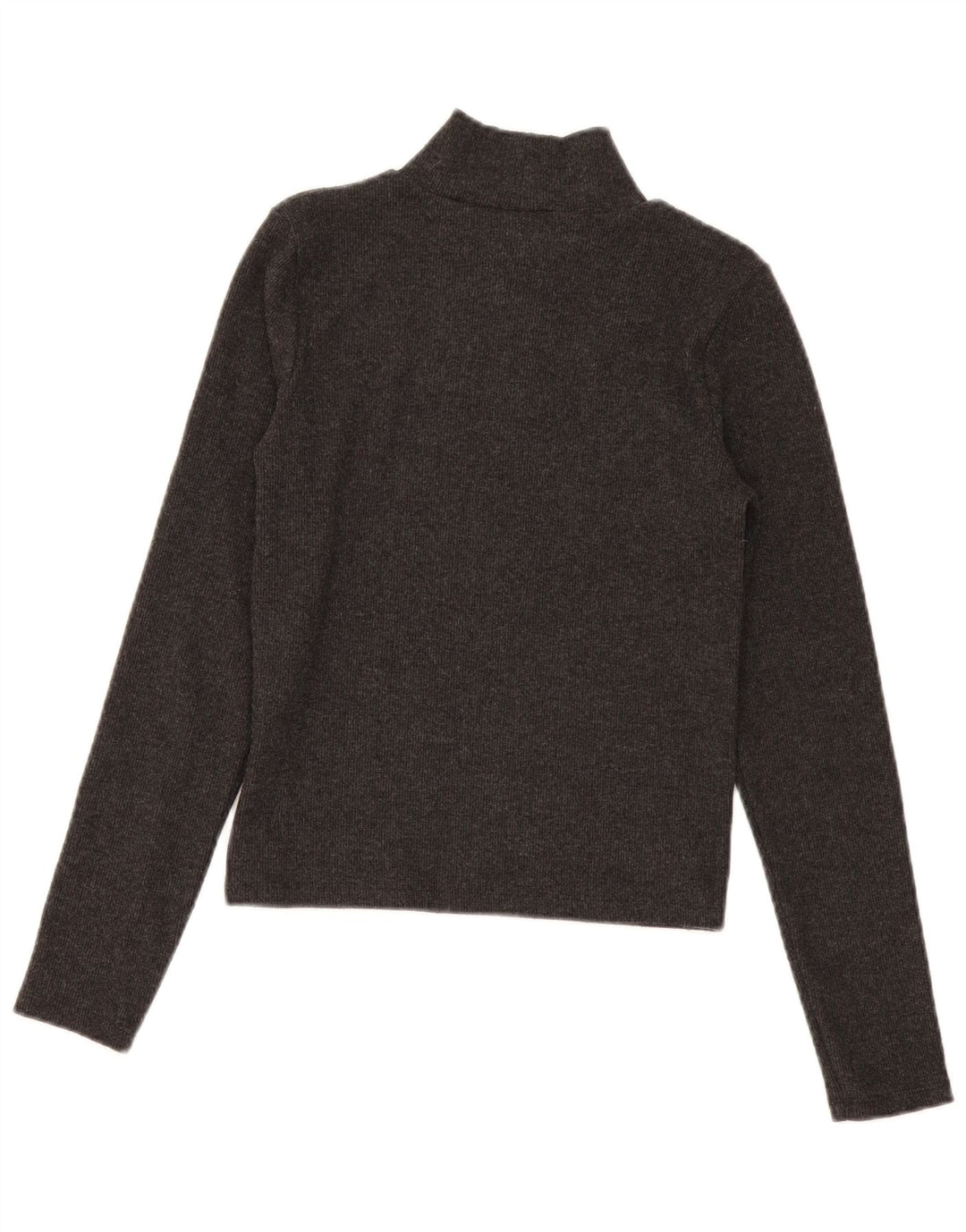 Zara Damen Crop Top Langarm UK 12 Medium Schwarz Polyester