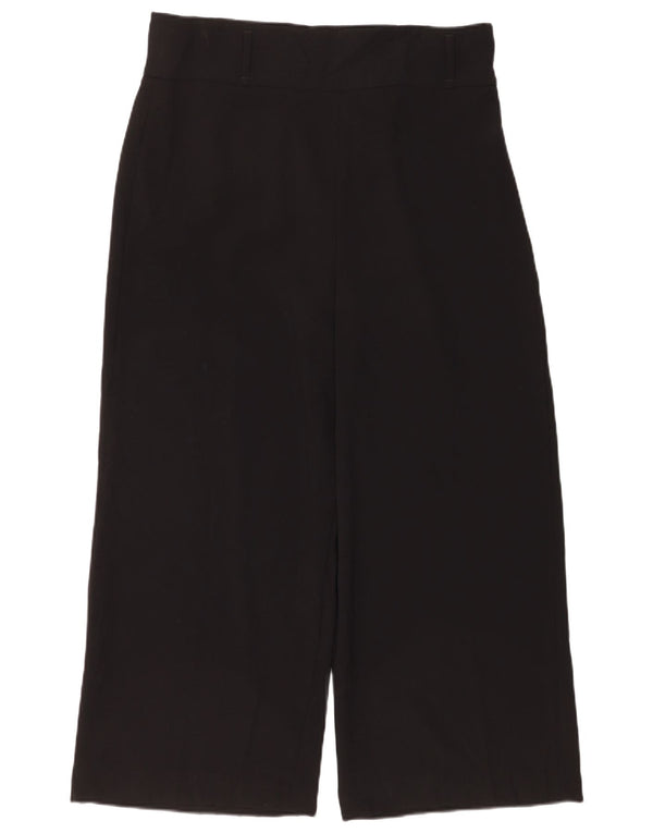 Zara Damen-Hose mit hoher Taille und weitem Bein, kurze Hose, XL, W36, L26, Schwarz, Polyester
