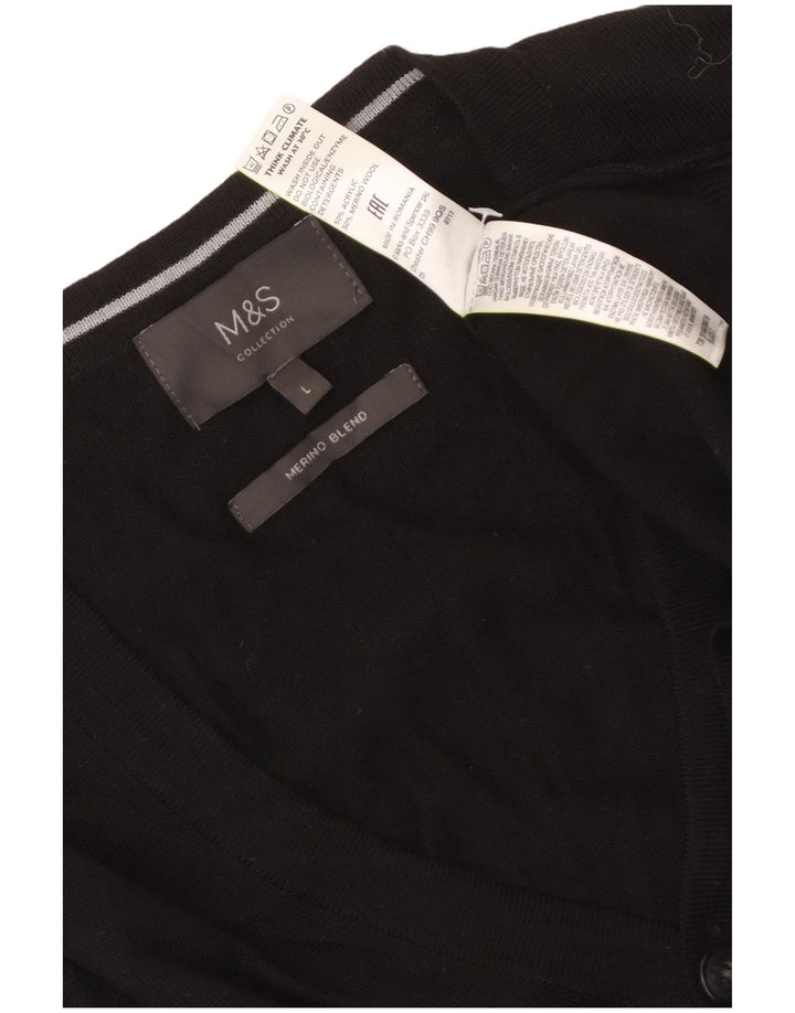 Marks & Spencer Herren-Strickjacke, groß, aus schwarzem Acryl