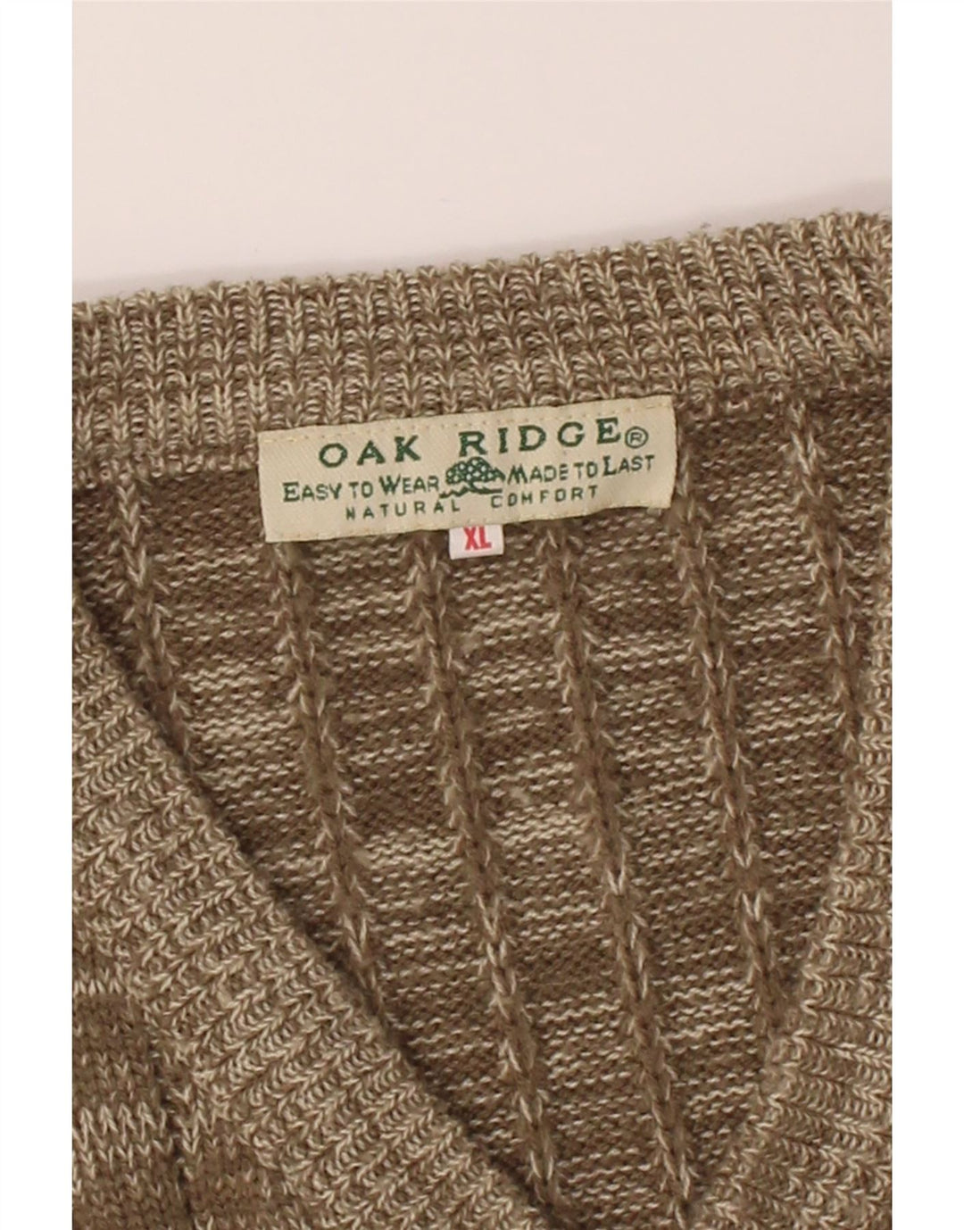 OAK RIDGE Mens V-Neck Jumper Sweater XL Beige Flecked Vintage Oak Ridge and Second-Hand Oak Ridge from Messina Hembry 