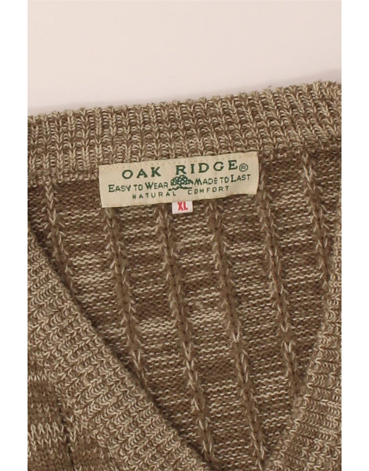 OAK RIDGE Mens V-Neck Jumper Sweater XL Beige Flecked Vintage Oak Ridge and Second-Hand Oak Ridge from Messina Hembry 