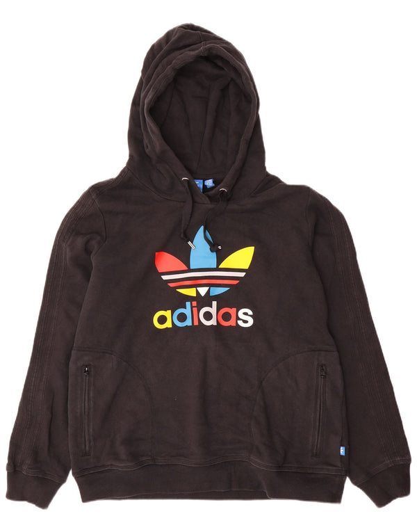 Adidas Damen Graphic Hoodie Pullover UK 22 3XL Schwarz Baumwolle