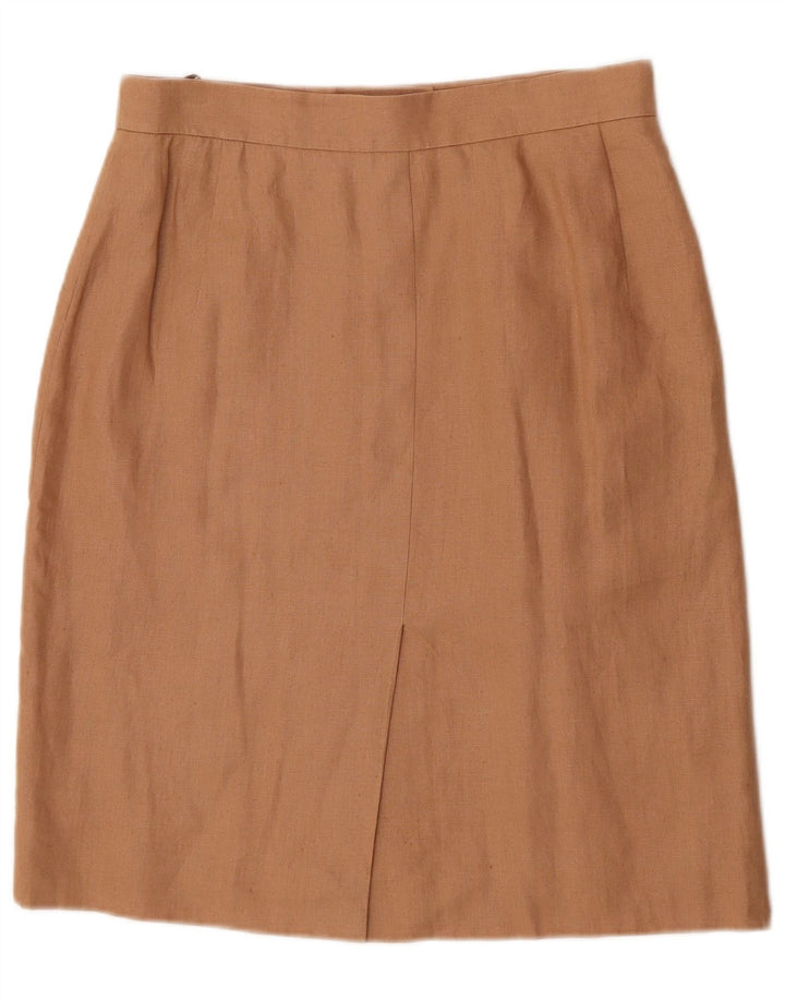 Gerader Damenrock von HERMES IT 44 Medium W30 Beige Leinen