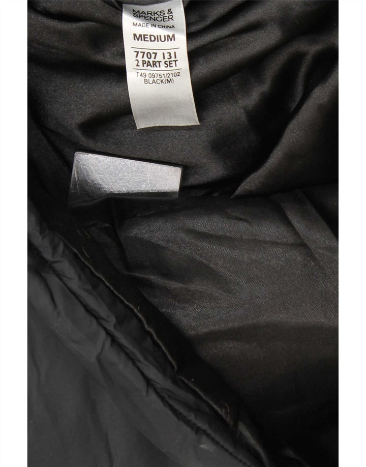 Marks & Spencer Wattierte Damenjacke mit Kapuze, UK 14, Mittelschwarz, Polyamid