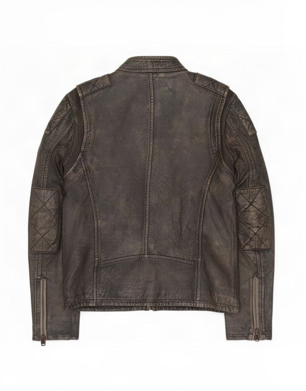 Superdry Herren Motorstyle Lederjacke UK 40 Large Braun