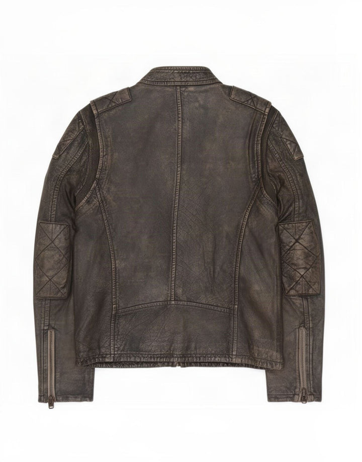 Superdry Herren Motorstyle Lederjacke UK 40 Large Braun