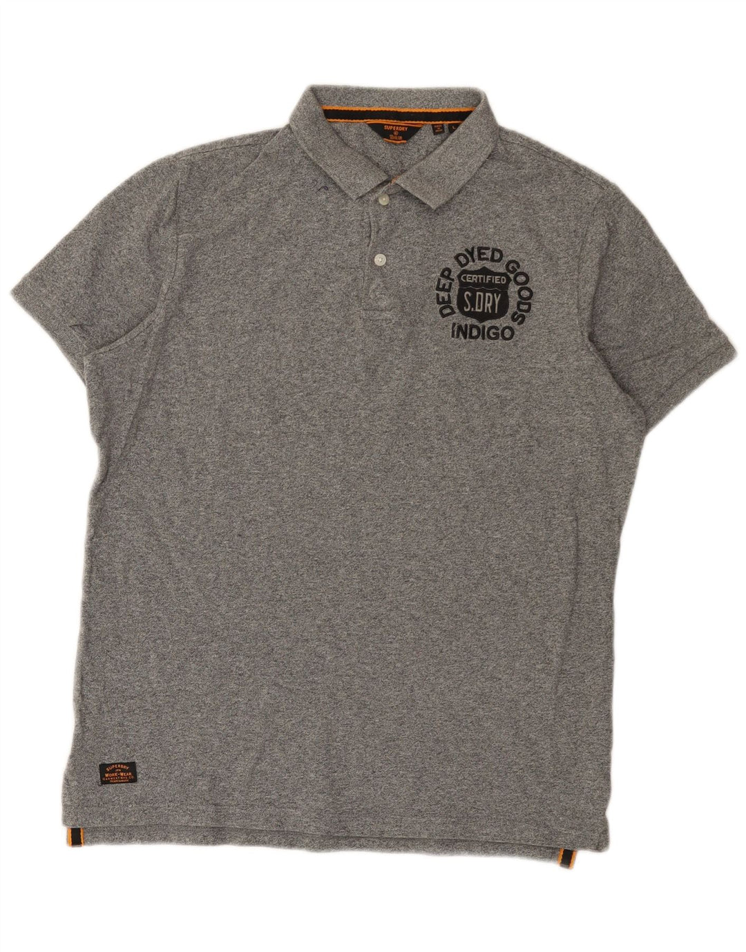 Superdry Herren-Poloshirt mit Grafik, groß, grau meliert, Baumwolle