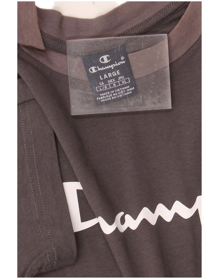 CHAMPION Mens Graphic T-Shirt Top Large Grey