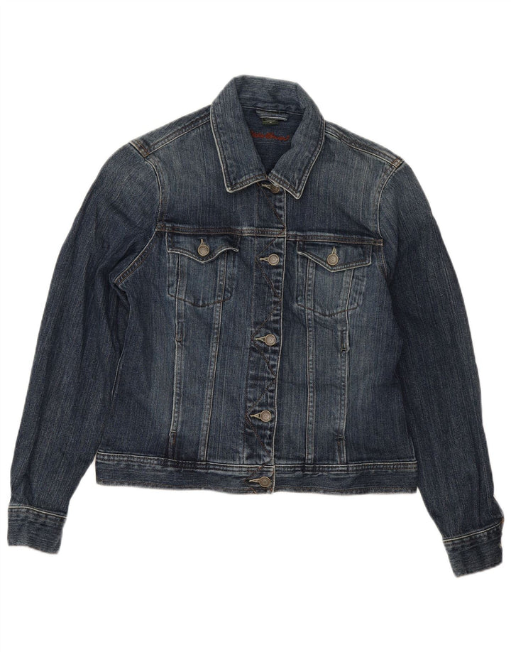 Eddie Bauer Damen Crop Denim Jacke UK 14 Mittelblaue Baumwolle