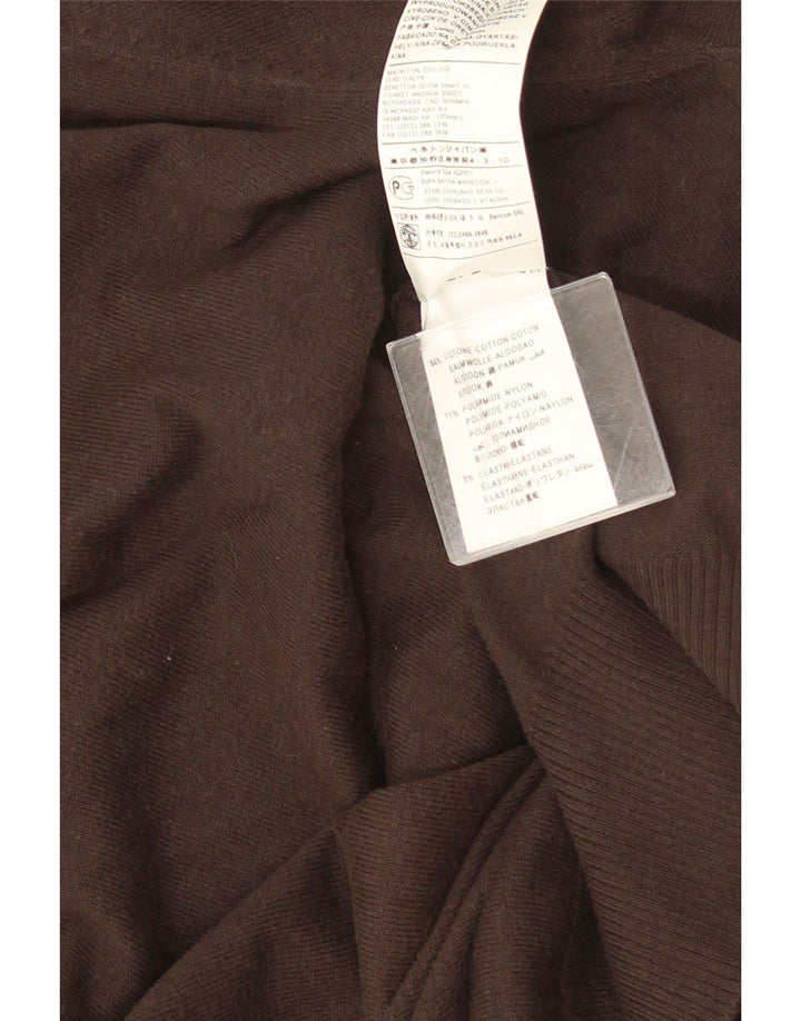 Benetton Herren-Pullover mit V-Ausschnitt, groß, braune Baumwolle