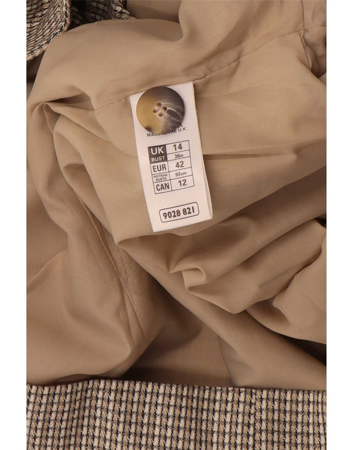 Marks & Spencer Womens Longline Blazer Jacke UK 14 Large Beige Nadelstreifen