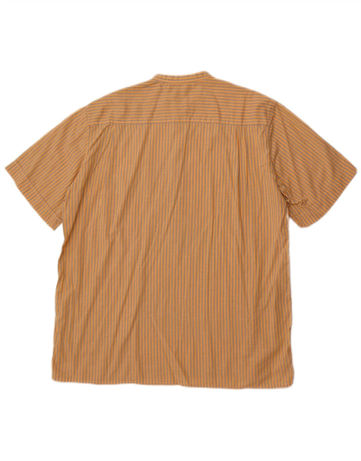 PULLOVERIA Herren Kurzarm-Pulloverhemd, groß, orange gestreift