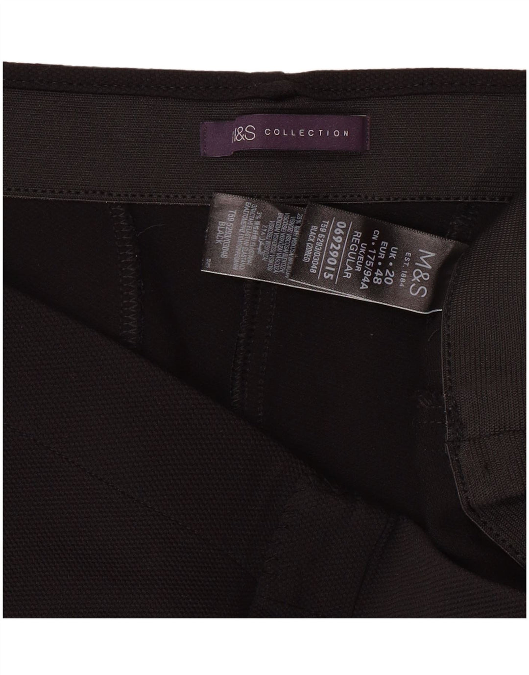 MARKS & SPENCER Damen Steigbügelhose UK 20 2XL W34 L28 Schwarzes Polyamid