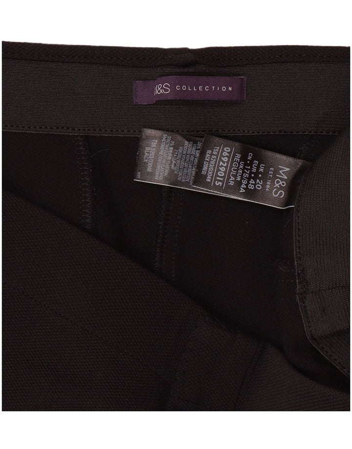 MARKS & SPENCER Damen Steigbügelhose UK 20 2XL W34 L28 Schwarzes Polyamid