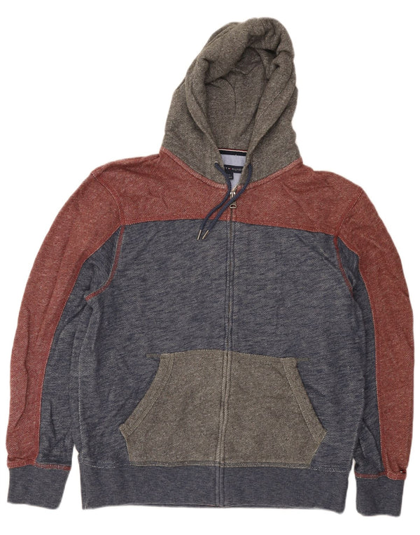 Tommy Hilfiger Herren-Kapuzenpullover mit Reißverschluss, groß, marineblau, Colourblock-Baumwolle