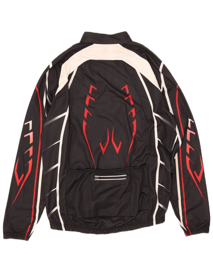 CRANE Herren-Pullover-Trainingsanzug-Oberteil mit Reißverschluss, Größe 52, groß, schwarz, geometrisch