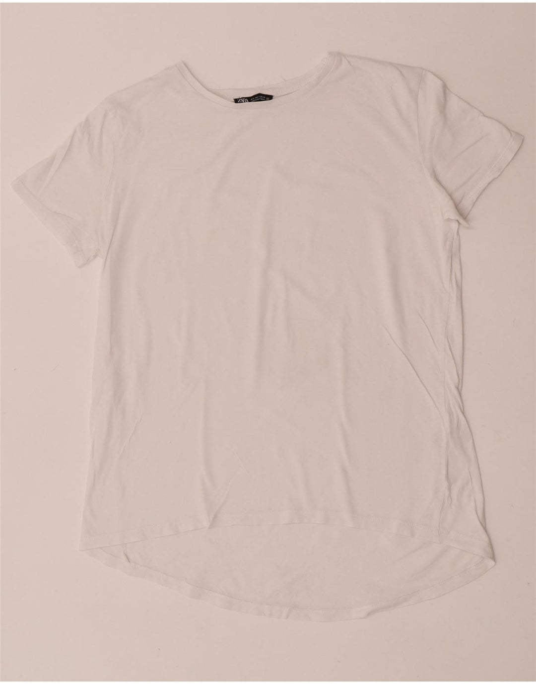 Zara Damen T-Shirt Top UK 10 Small Weiße Baumwolle