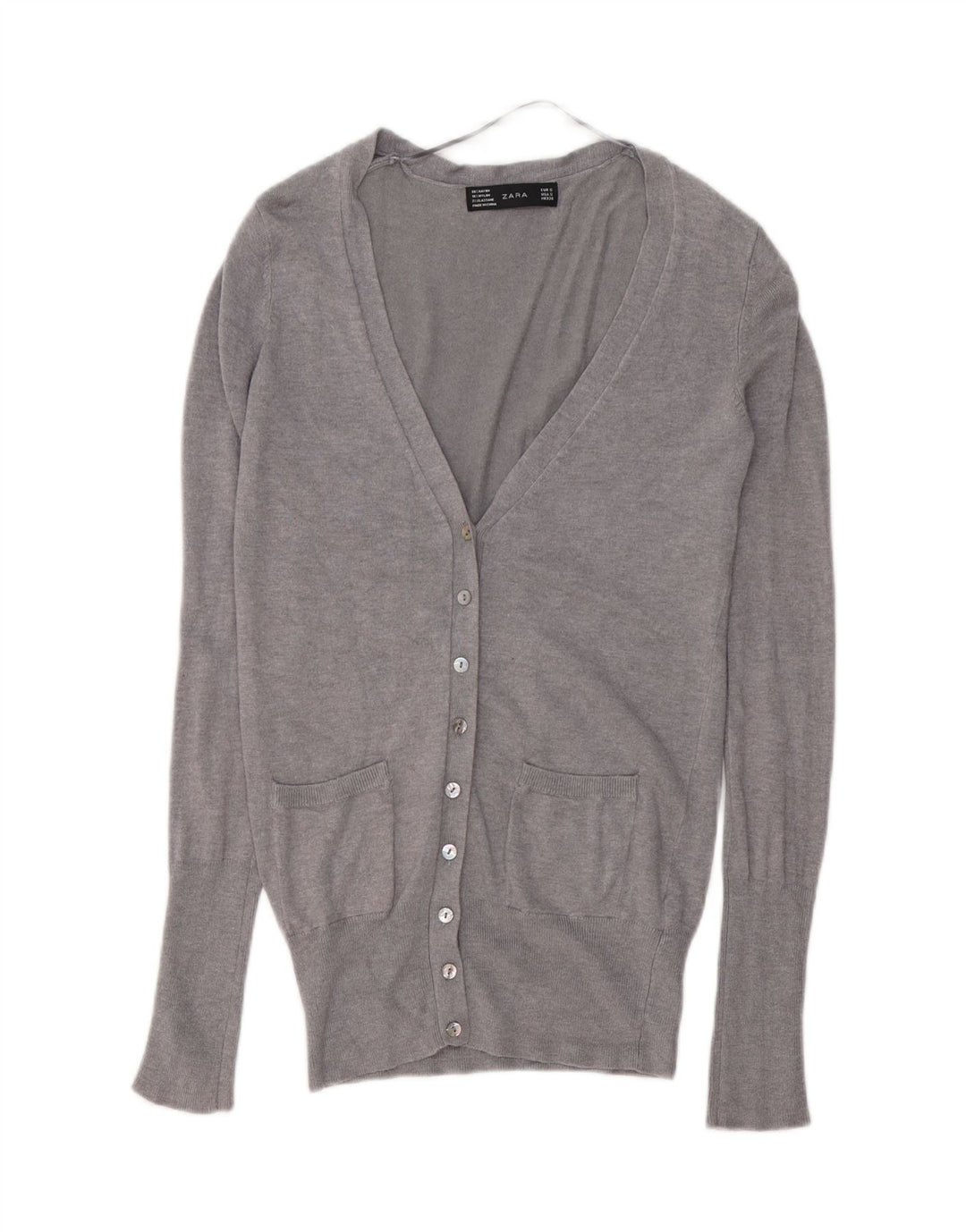 ZARA Damen-Cardigan-Pullover UK 10 Kleiner grauer Rayon