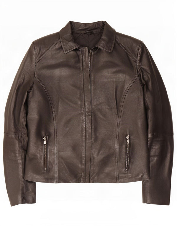 Vintage Damen Leder Bikerjacke UK 14 Large Schwarz