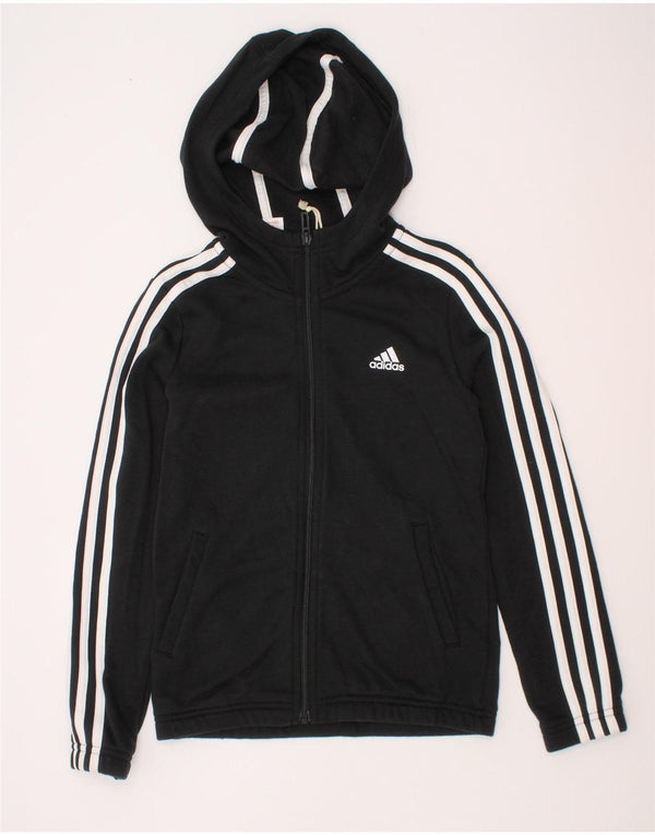 Adidas Jungen-Kapuzenpullover mit Reißverschluss, 9–10 Jahre, schwarze Baumwolle